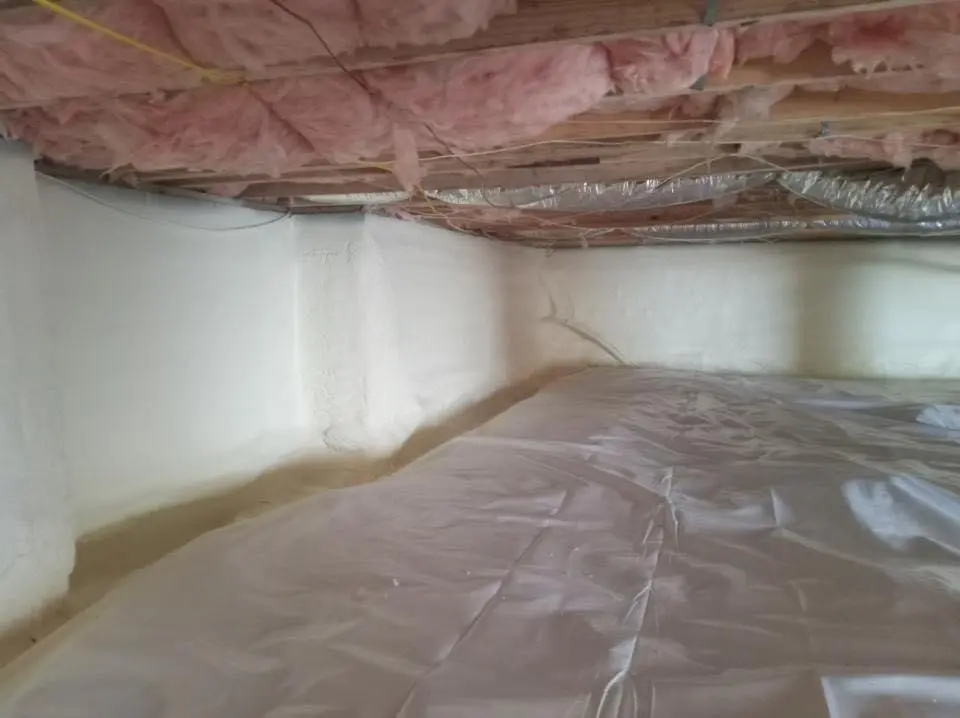 Crawl space encapsulation with closed-cell spray foam for Metal Roof Coating in Camillus
